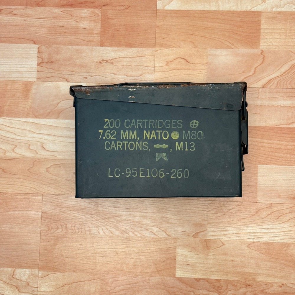 Military Surplus 7.62mm NATO M80 Metal Ammo Can Box LC-95E106-260 Olive Drab